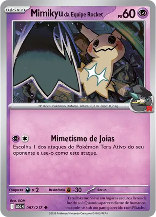 Carta Mimikyu da Equipe Rocket