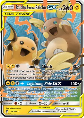 Carta Raichu e Raichu de Alola GX