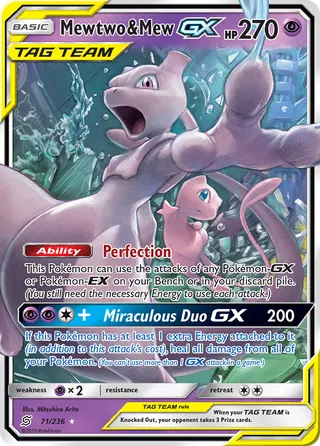 Carta Mewtwo e Mew GX