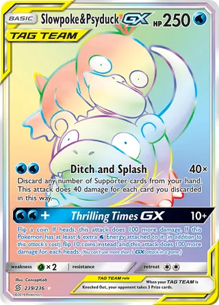 Carta Slowpoke e Psyduck GX