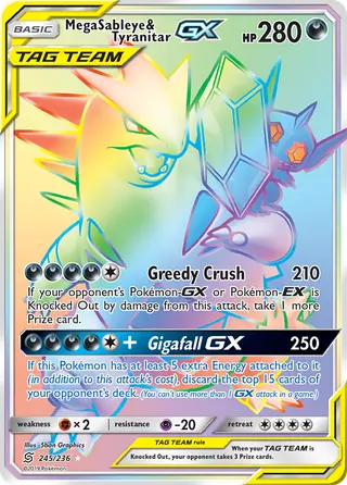 Carta Mega Sableye e Tyranitar GX