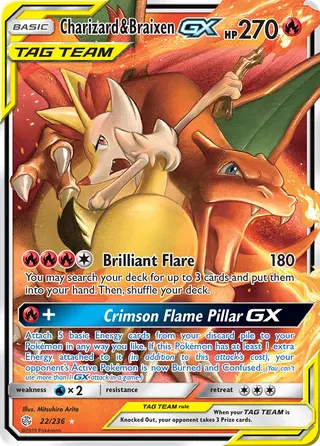 Carta Charizard e Braixen GX