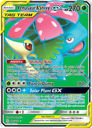 Carta Venusaur e Snivy GX
