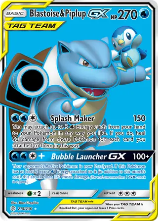 Carta Blastoise e Piplup GX