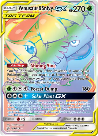 Carta Venusaur e Snivy GX