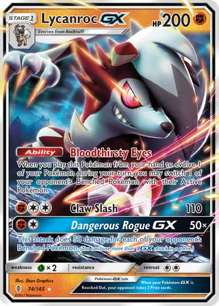 Carta Lycanroc GX