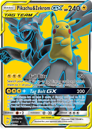 Carta Pikachu e Zekrom GX