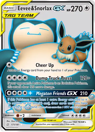 Carta Eevee e Snorlax GX