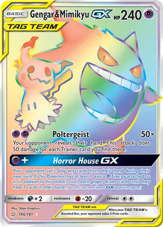 Carta Gengar e Mimikyu GX