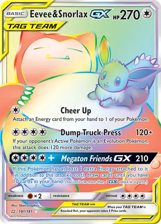 Carta Eevee e Snorlax GX