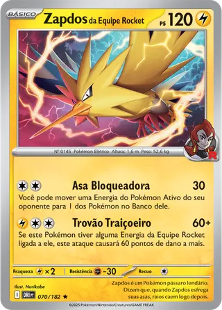 Carta Zapdos da Equipe Rocket