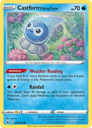 Carta Castform Forma Chuvosa